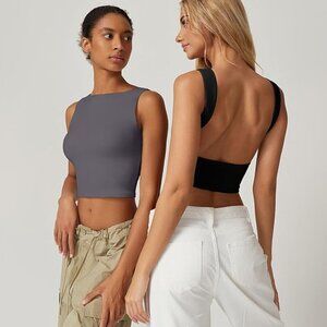🖤✨ Black Open Back Boat Neck Crop Top | Size Small | NWT ✨🖤